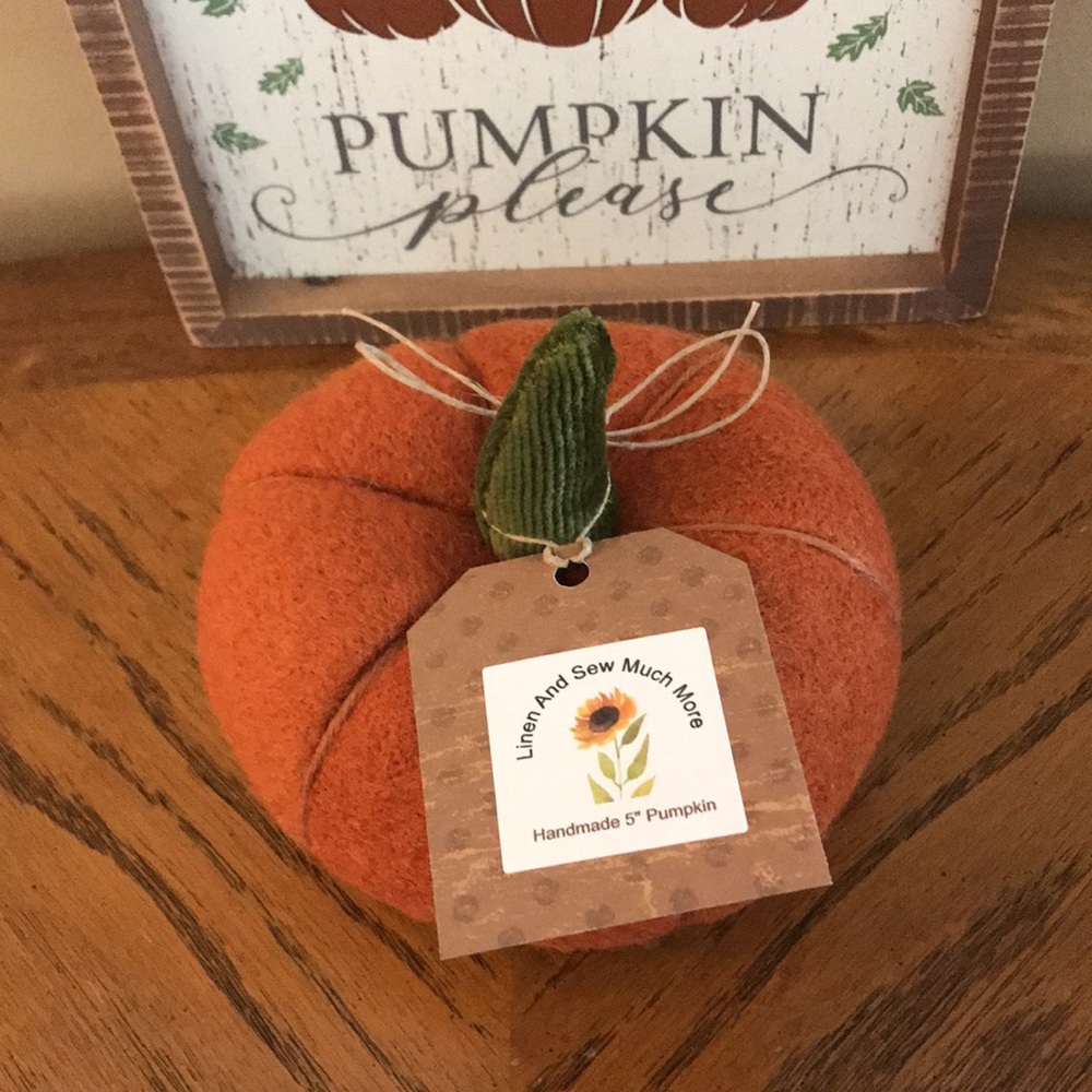 Handmade Rust Orange Boiled Wool pumpkin Decor Small